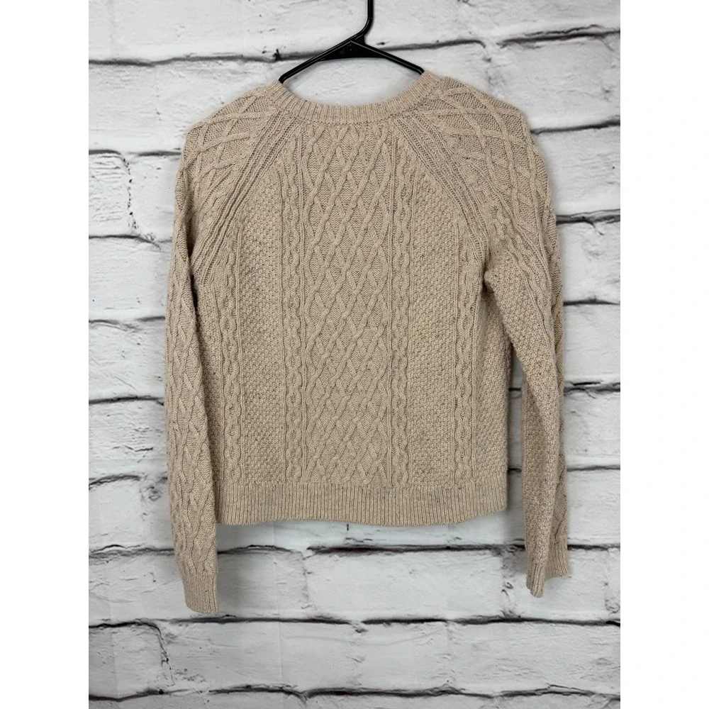J.Crew Womens Cable Knit Sweater Oatmeal Beige Confetti Fleck Cotton Blend Small